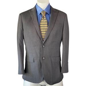 Egara Orange Wool Suit Coat Blazer Silver Slim Fit Men’s 38S Winter Formal